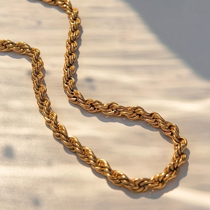 2pc Street Golden Rope Chain Set Necklace & Bracelet For Party Gift